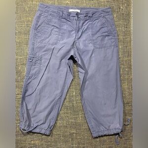 Ann Taylor Loft Dark Grey Cargo Capri Pants, Size 8, 100% Cotton